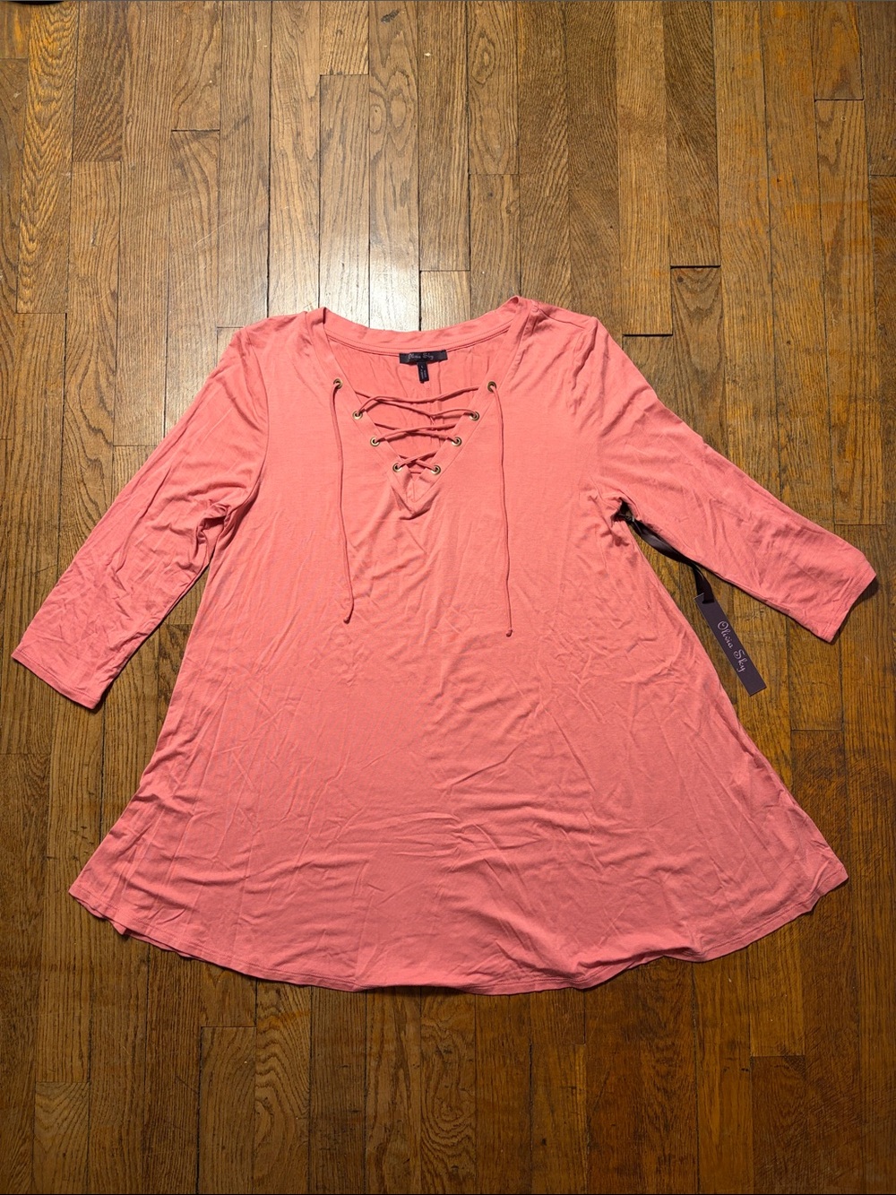 Olivia Sky Pink Lace-Up Flowy Tunic